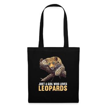 Leoparden Leopard - Stoffbeutel - Schwarz - Vorne