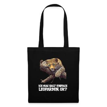 Leoparden Leopard - Stoffbeutel - Schwarz - Vorne
