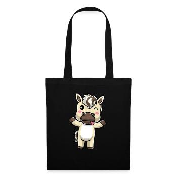 Fjordpferd Kawaii Emoticon - Stoffbeutel - Schwarz - Vorne