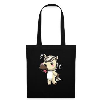 Fjordpferd Kawaii Emoticon - Stoffbeutel - Schwarz - Vorne