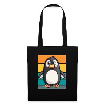 Pingouin rétro - Sac en tissu - noir - Devant