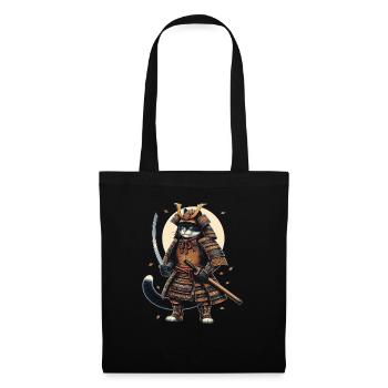 Japanese Samurai Cat Warrior Retro Ninja - Tote Bag - black - Front