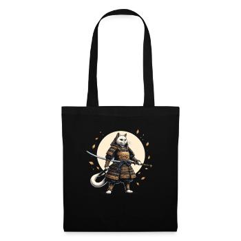 Japanese Samurai Cat Warrior Retro Ninja - Tote Bag - black - Front