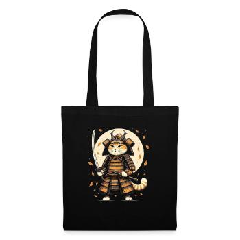 Japanese Samurai Cat Warrior Retro Ninja - Tote Bag - black - Front