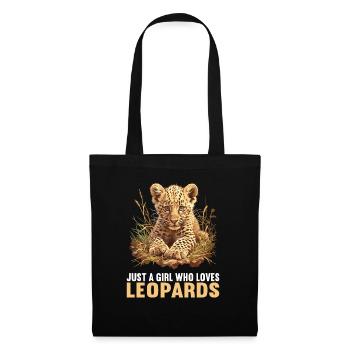 Leoparden Leopard - Stoffbeutel - Schwarz - Vorne
