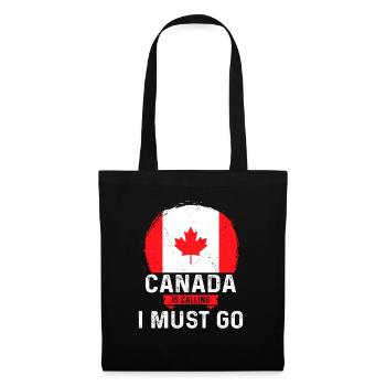 Canada Is Calling And I Must Go Canadian Flag - Stoffbeutel - Schwarz - Vorne