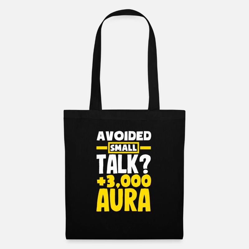 Avoided Small Talk? +3000 Aura - Stoffbeutel - Schwarz