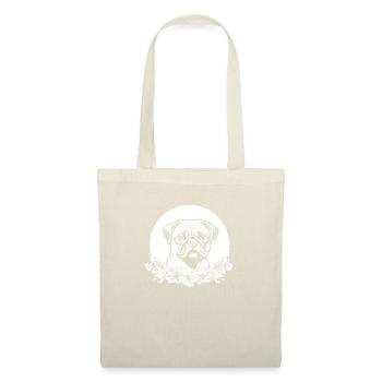 Mops Hund Wilde Blumen Floral Moon - Stoffbeutel - Natur - Vorne