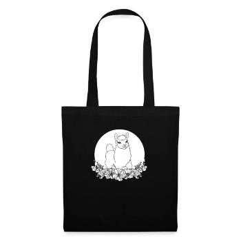 Lama Llama Wilde Blumen Floral Moon - Stoffbeutel - Schwarz - Vorne