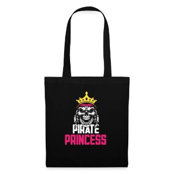 Piratenprinzessin Piratenschädel Kreuzknochen - Stoffbeutel - Schwarz - Vorne