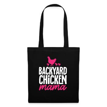 Poulet, Éleveur, Coq, Poule, Poulets de basse-cour, - Sac en tissu - noir - Devant