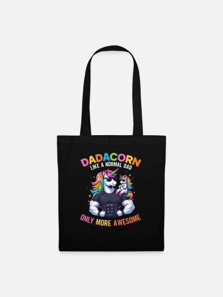 Dadacorn Einhorn Papa Papa Vatertag Tochter - Stoffbeutel - Schwarz