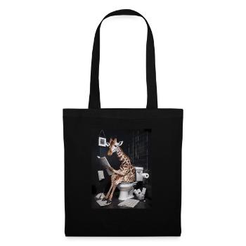 Giraffe Toilette Zeitung lesen Geschenk - Stoffbeutel - Schwarz - Vorne