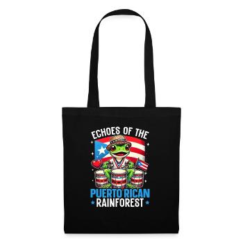 Coqui Frosch Puerto Rico Pride Boricua Puerto-Ricaner - Stoffbeutel - Schwarz - Vorne