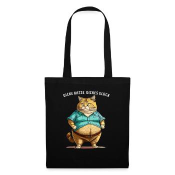 DICKE KATZE DICKES GLÜCK - Stoffbeutel - Schwarz - Vorne
