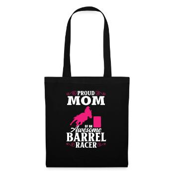 Cheval de course de barils de rodéo - Sac en tissu - noir - Devant