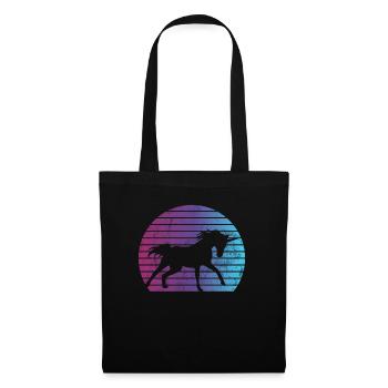 Einhorn -Retro -Einhorn Mythischer Kreatur Einhorn - Stoffbeutel - Schwarz - Vorne