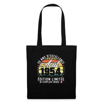 August 1954 Vintage 70 Year Anniversary Gift - Tote Bag - black - Front