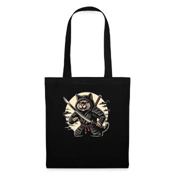 Ninja Katze Japanisch Samurai Japan Kawaii Krieger - Stoffbeutel - Schwarz - Vorne