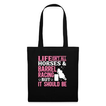 Cheval de course de barils de rodéo - Sac en tissu - noir - Devant