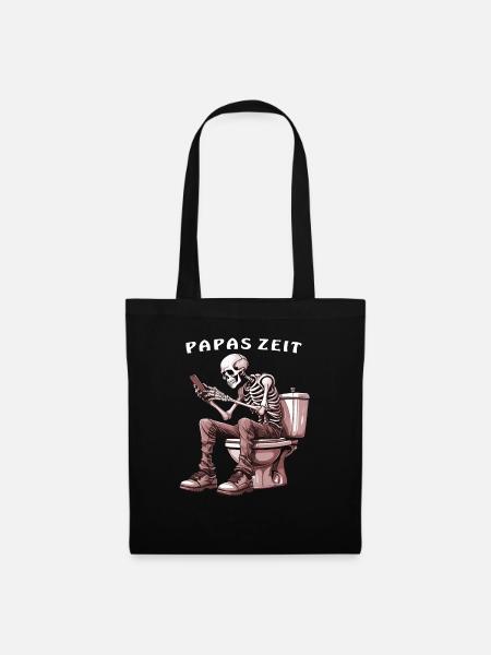 SKELETT TOILETTE PAPAS ZEIT - Stoffbeutel - Schwarz
