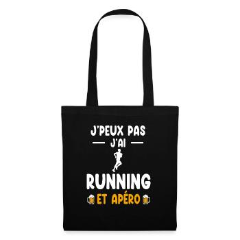 coureur je peux pas j'ai running apéro - Sac en tissu - noir - Devant