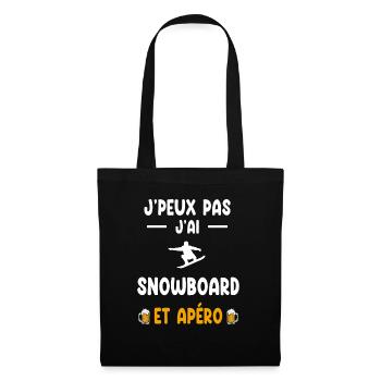 snowboardeur je peux pas j'ai snowboard apéro - Sac en tissu - noir - Devant