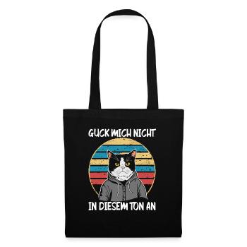 Lustiger Katzen Spruch Guck mich nicht in diesem - Stoffbeutel - Schwarz - Vorne
