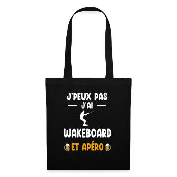 wakeboardeur je peux pas j'ai wakeboard apéro - Sac en tissu - noir - Devant