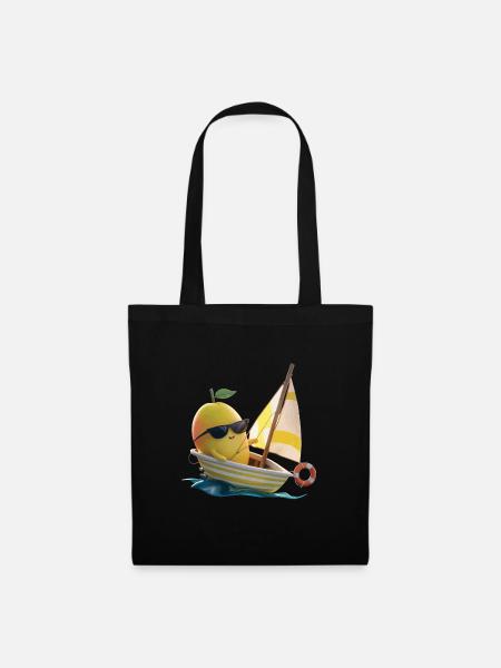 Obst Mango Bootfahren Geschenk - Stoffbeutel - Schwarz