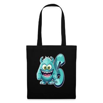 Monster-design Für Kinder – Sechs Jahre - Stoffbeutel - Schwarz - Vorne