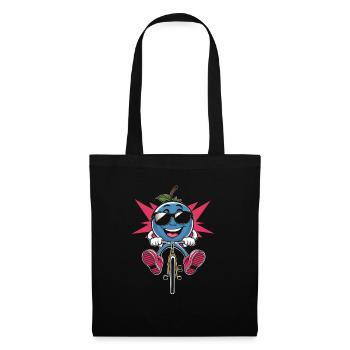 Blaubeer, Radfahren, Auf, Fahrrad, Karika Geschenk - Stoffbeutel - Schwarz - Vorne