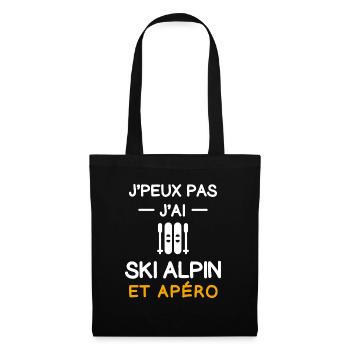 Ich kann nicht haben Ich Ski Alpin Aperitif Skifahrer - Stoffbeutel - Schwarz - Vorne