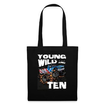 m Young, Wild und 10. Geburtstag Boy Monster Truck - Stoffbeutel - Schwarz - Vorne