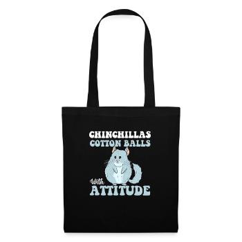 Chinchillas Wattebällchen mit Haltung - Nagetier - Stoffbeutel - Schwarz - Vorne