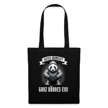 Guten Morgen Ganz dünnes Eis Lustiger Panda Kaffee - Stoffbeutel - Schwarz - Vorne