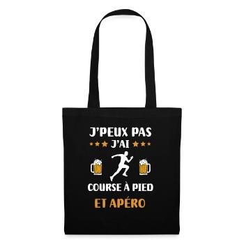 je peux pas j'ai course à pied apéro humour cadeau - Sac en tissu - noir - Devant