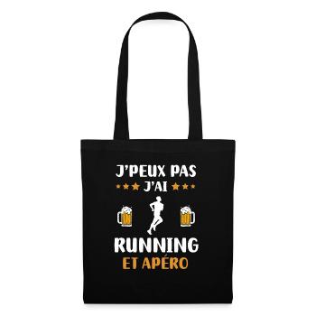 je peux pas j'ai running apéro humour cadeau - Sac en tissu - noir - Devant