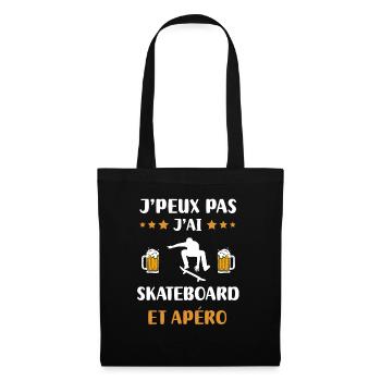 je peux pas j'ai skateboard apéro humour cadeau - Sac en tissu - noir - Devant