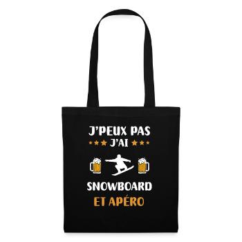 Ich kann nicht Snowboard Aperitif Humor Geschenk - Stoffbeutel - Schwarz - Vorne
