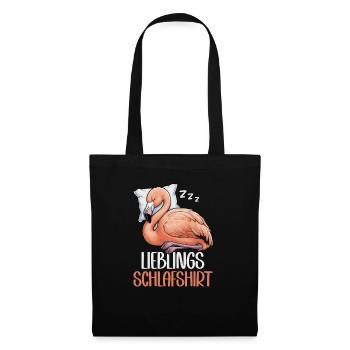 Offizielles Schlafshirt Lustiger Flamingo - Stoffbeutel - Schwarz - Vorne