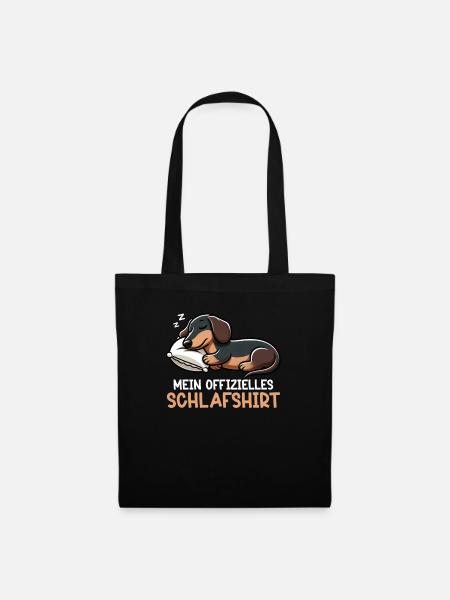 Offizielles Schlafshirt Dachshund Dackel Hund - Stoffbeutel - Schwarz