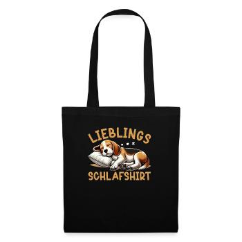 Offizielles Schlafshirt Lustiger Beagle Hund - Stoffbeutel - Schwarz - Vorne