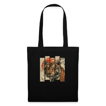 80er Jahre Retro Japanischer Tiger - Stoffbeutel - Schwarz - Vorne