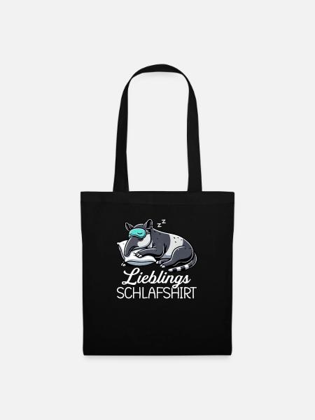 Offizielles Schlafshirt Lustiger Tapir Pyjama - Stoffbeutel - Schwarz