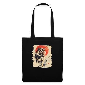80er Jahre Retro Japanischer Tiger - Stoffbeutel - Schwarz - Vorne