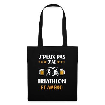 Ich kann nicht haben Triathlon Aperitif Humor Geschenk - Stoffbeutel - Schwarz - Vorne