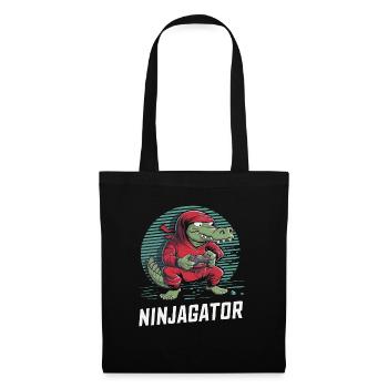 Ninja Alligator Gamer Fun Gaming Reptile Graphic - Tote Bag - black - Front