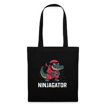 Ninja Alligator Gamer Fun Gaming Reptile Graphic - Tote Bag - black - Front
