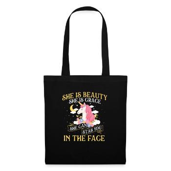 She Is Beauty - Licorne arc-en-ciel Animal mythique - Sac en tissu - noir - Devant